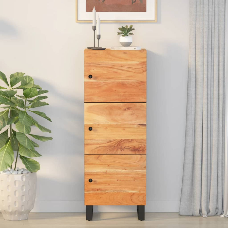 Hoge kast met 3 deuren 40x33x110 cm massief acaciahout en ijzer