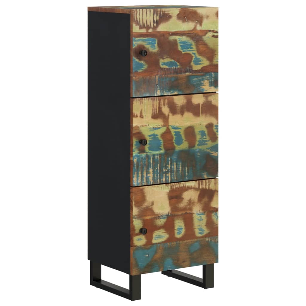 Hoge kast met 3 deuren 40x33x110 cm gerecycled hout en ijzer