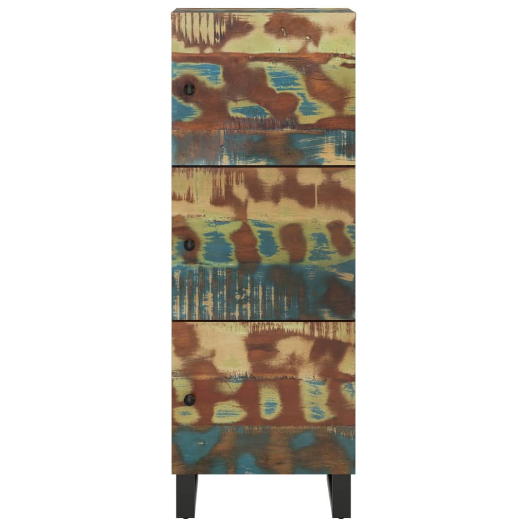 Hoge kast met 3 deuren 40x33x110 cm gerecycled hout en ijzer