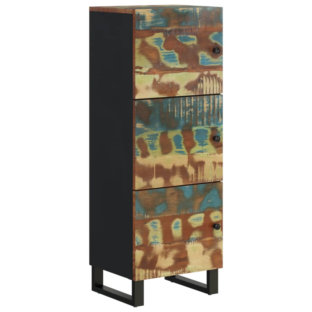 Hoge kast met 3 deuren 40x33x110 cm gerecycled hout en ijzer