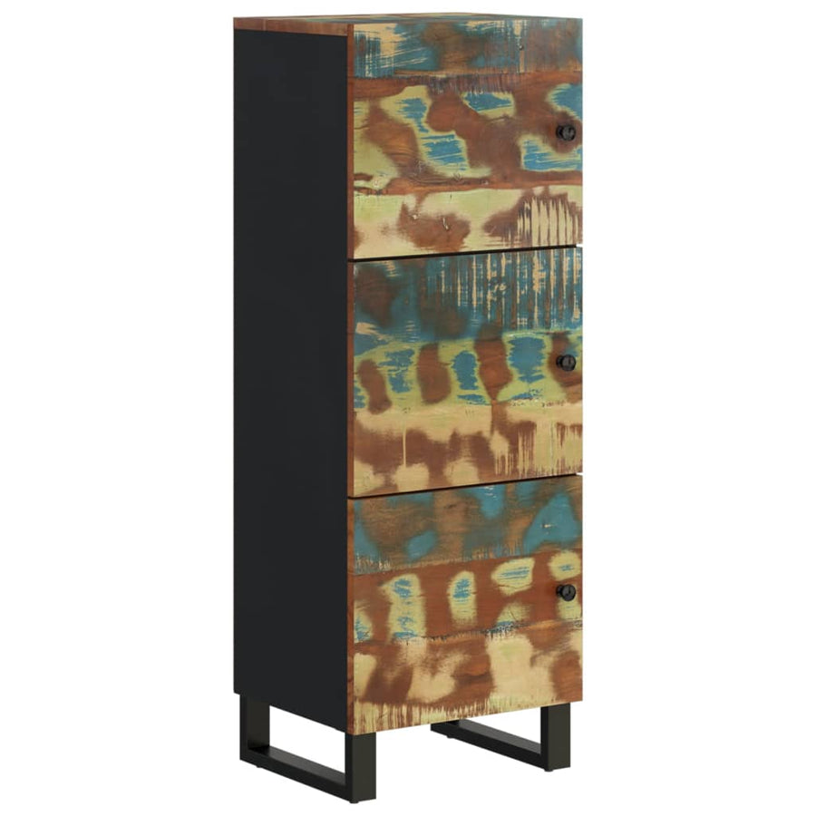 Hoge kast met 3 deuren 40x33x110 cm gerecycled hout en ijzer