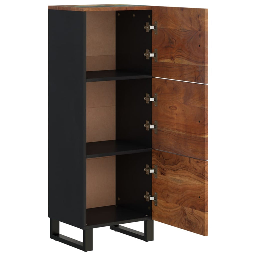 Hoge kast met 3 deuren 40x33x110 cm gerecycled hout en ijzer