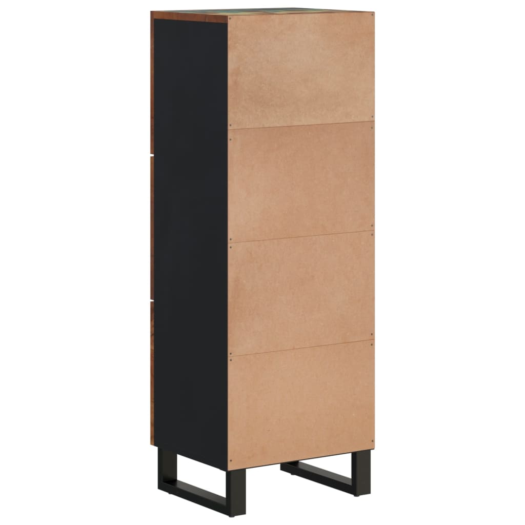 Hoge kast met 3 deuren 40x33x110 cm gerecycled hout en ijzer