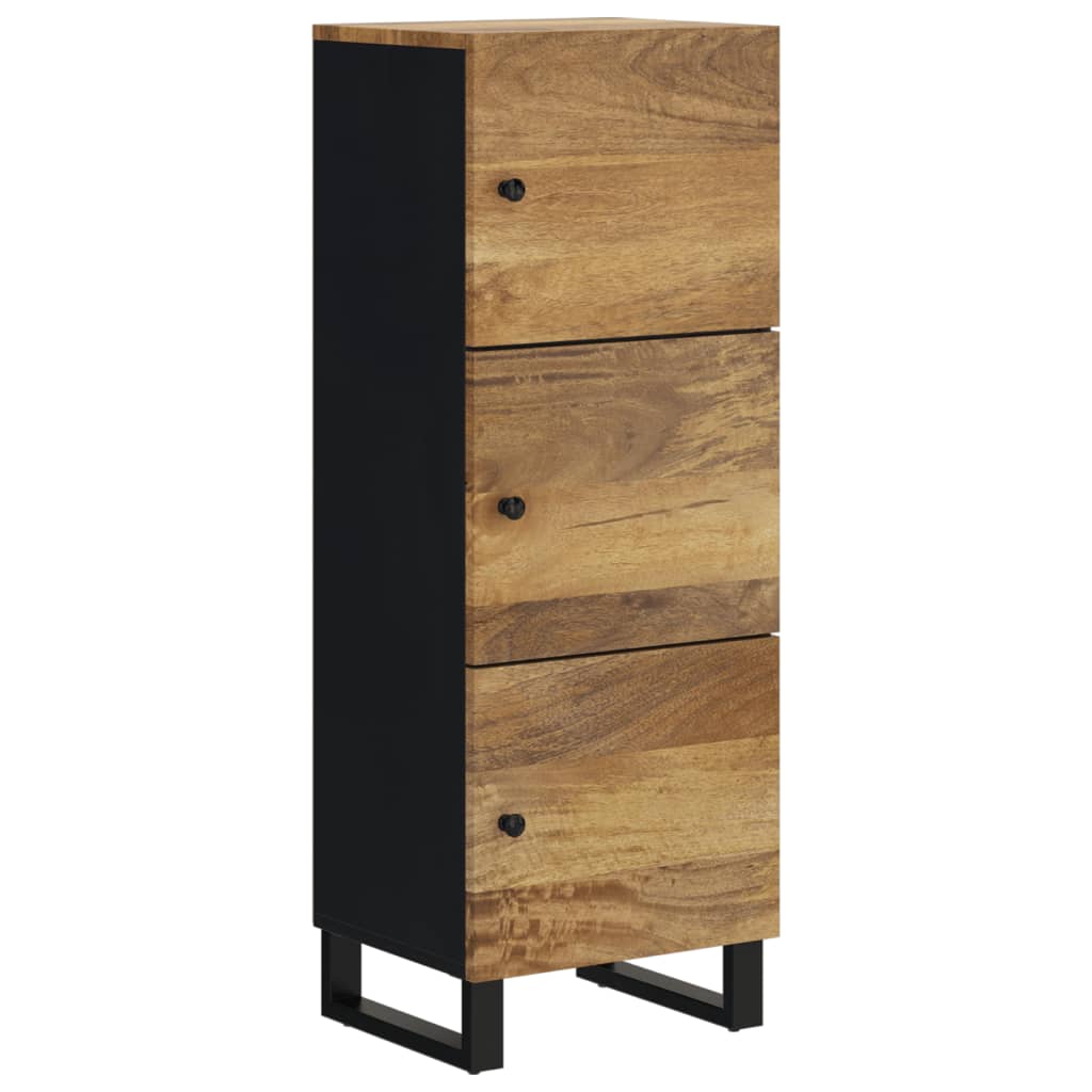 Hoge kast met 3 deuren 40x33x110 cm massief mangohout en ijzer