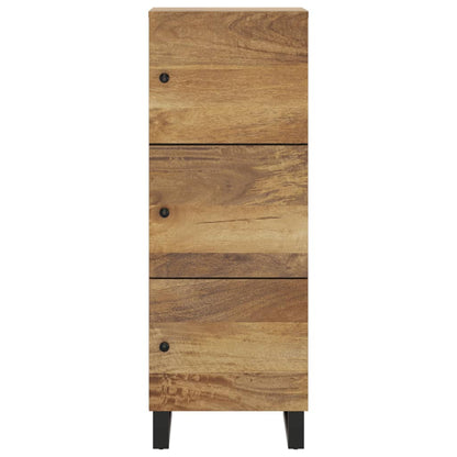 Hoge kast met 3 deuren 40x33x110 cm massief mangohout en ijzer