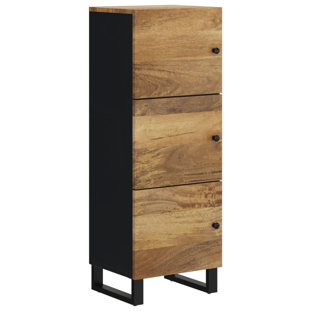 Hoge kast met 3 deuren 40x33x110 cm massief mangohout en ijzer