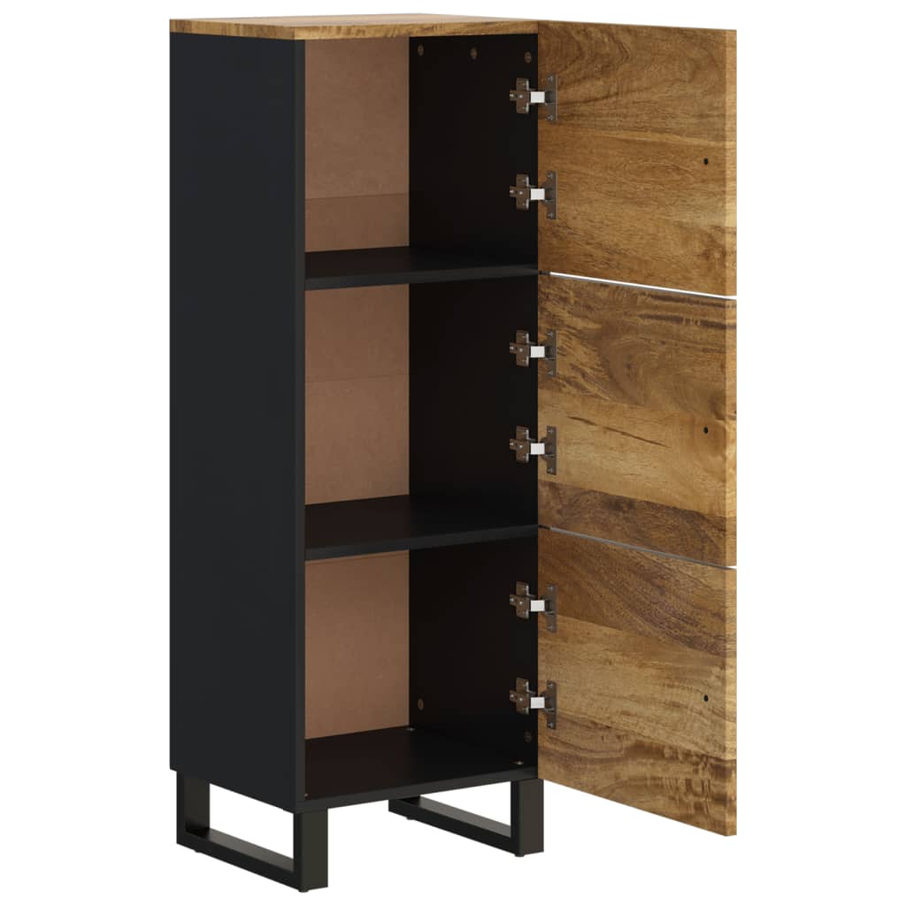 Hoge kast met 3 deuren 40x33x110 cm massief mangohout en ijzer