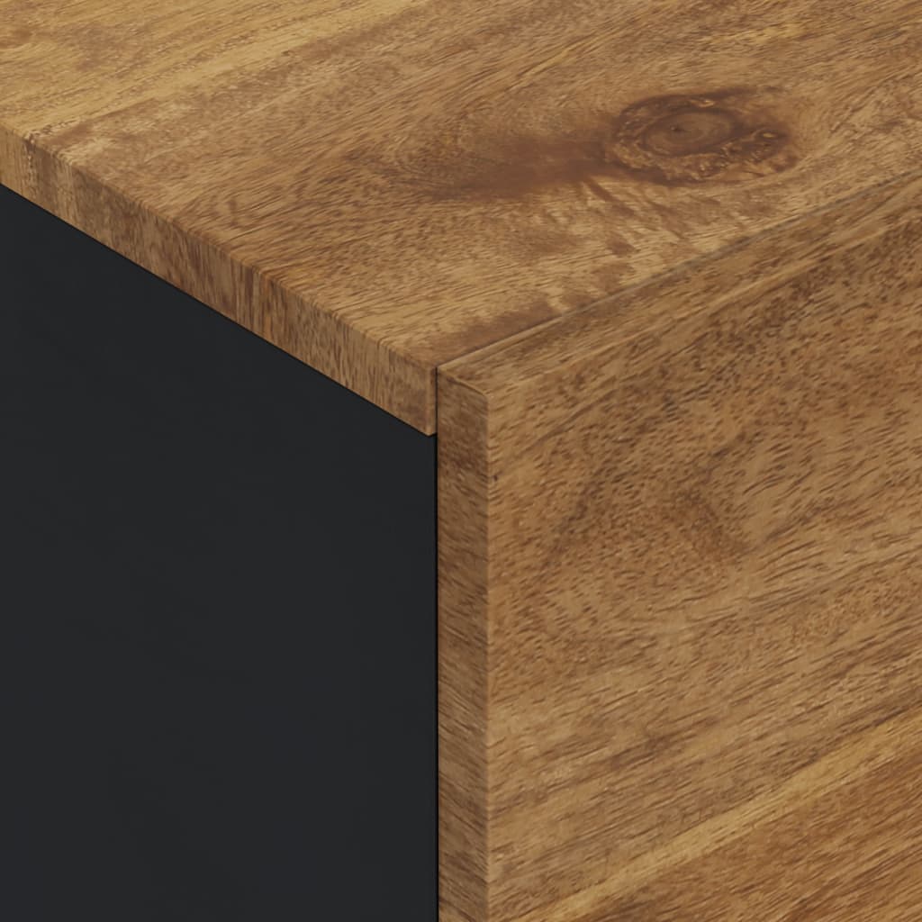 Hoge kast met 3 deuren 40x33x110 cm massief mangohout en ijzer