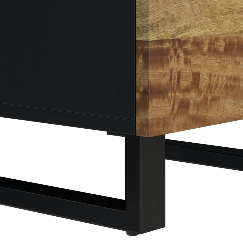 Hoge kast met 3 deuren 40x33x110 cm massief mangohout en ijzer