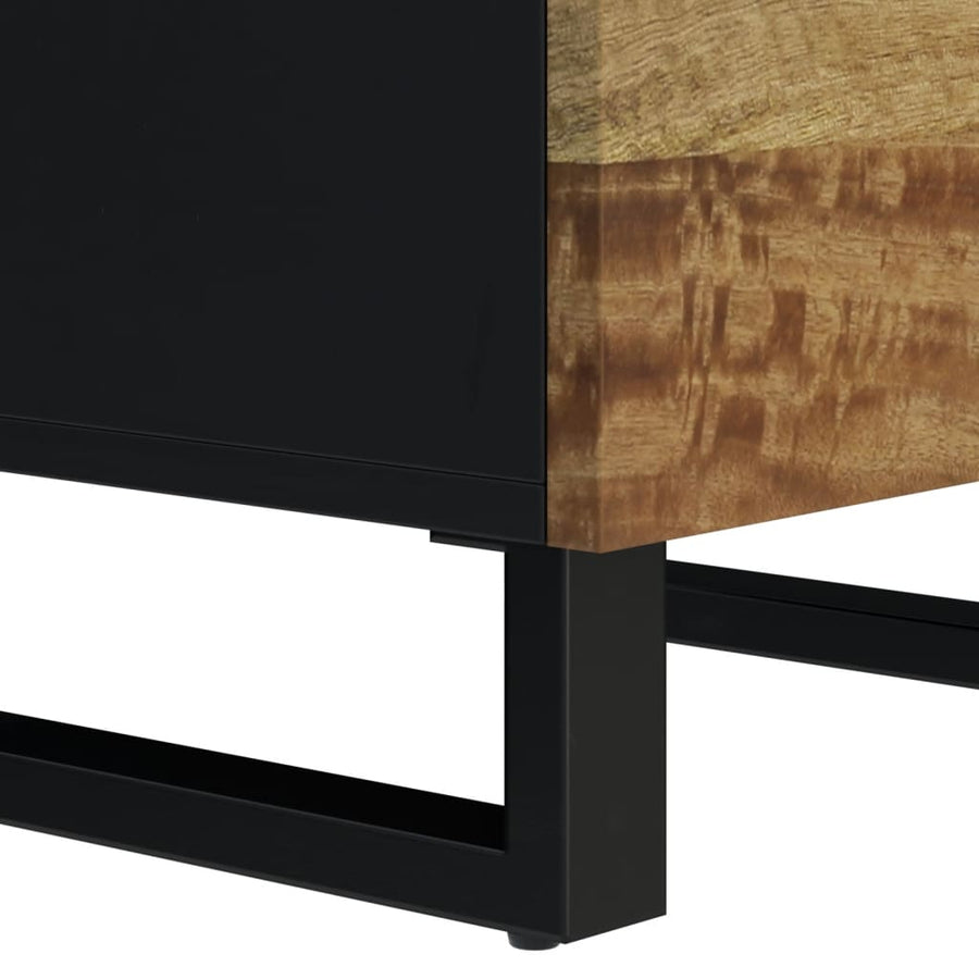 Hoge kast met 3 deuren 40x33x110 cm massief mangohout en ijzer