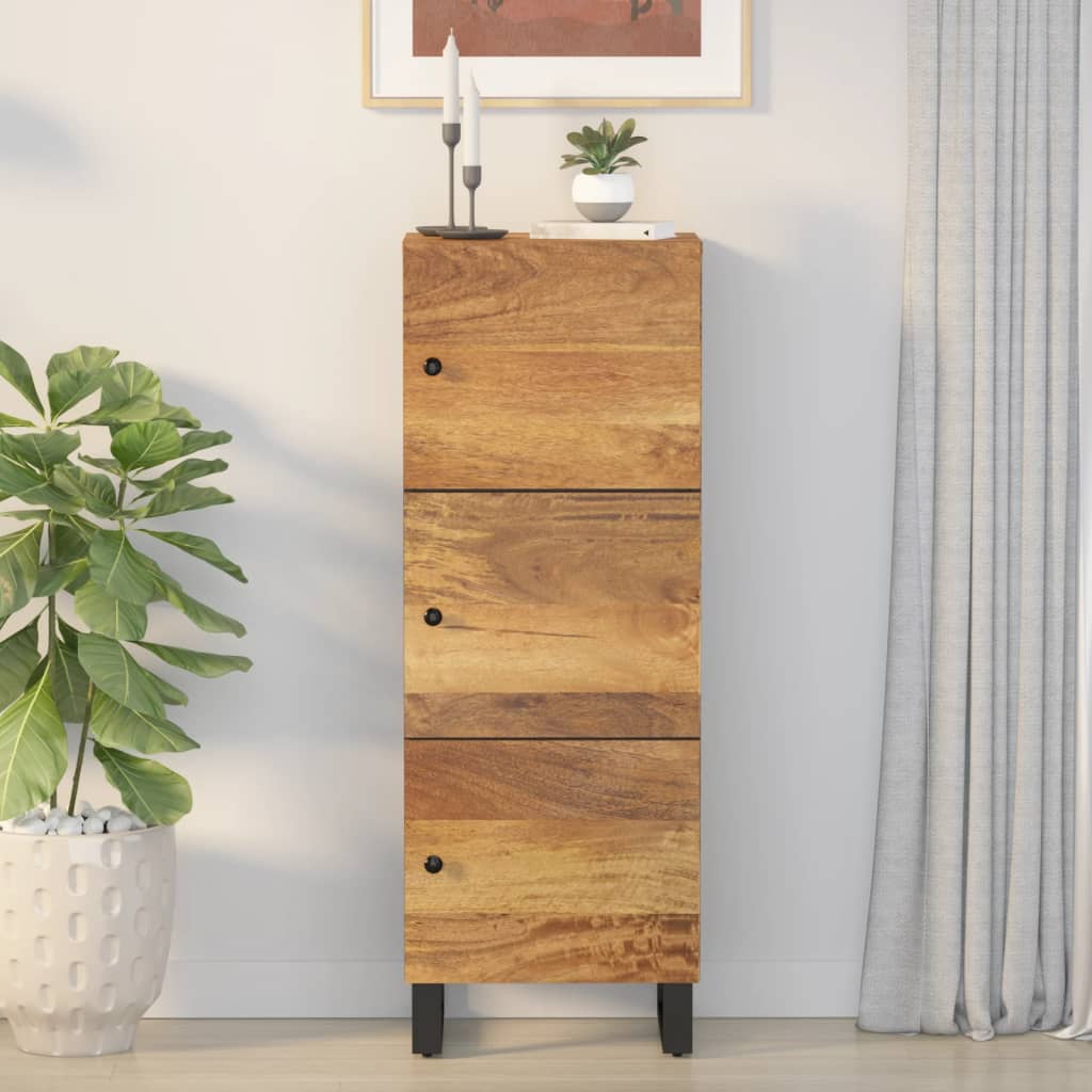Hoge kast met 3 deuren 40x33x110 cm massief mangohout en ijzer