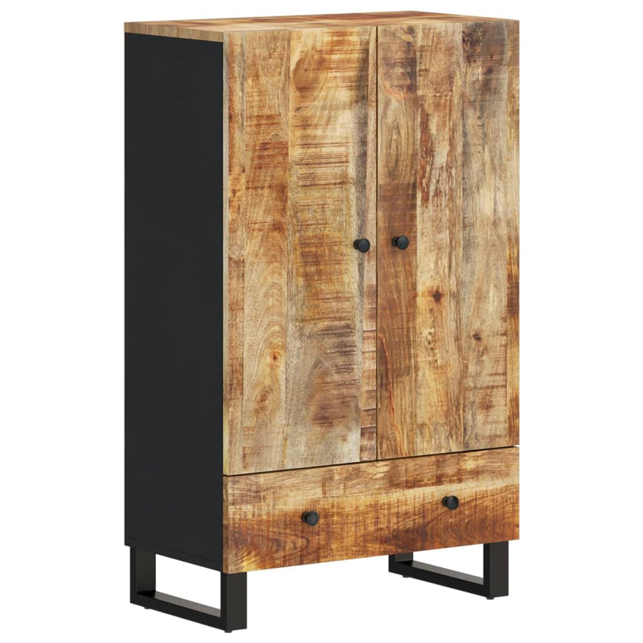 Hoge kast met lade 60x33x100 cm massief mangohout en ijzer