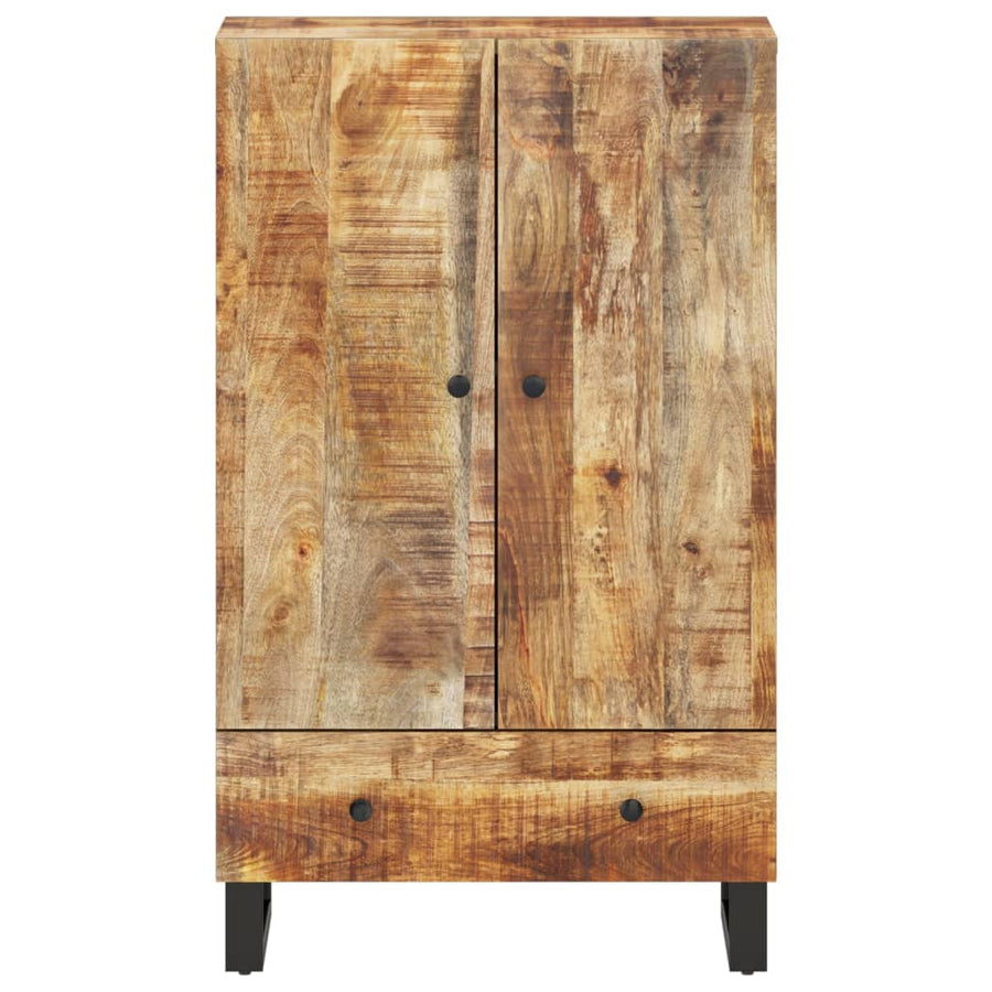 Hoge kast met lade 60x33x100 cm massief mangohout en ijzer
