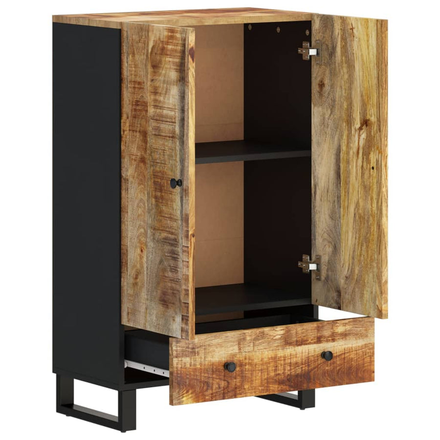Hoge kast met lade 60x33x100 cm massief mangohout en ijzer