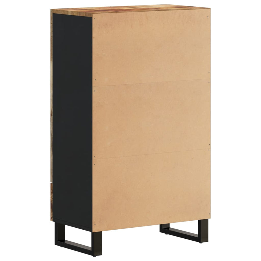 Hoge kast met lade 60x33x100 cm massief mangohout en ijzer