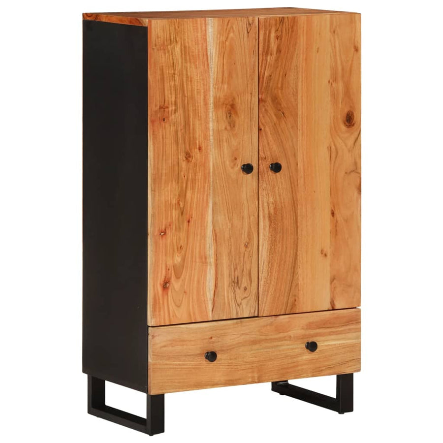 Hoge Kast Met Lade 60X33X100 Cm Massief Acaciahout En Ijzer 60 x 33 x 110 cm Bruin