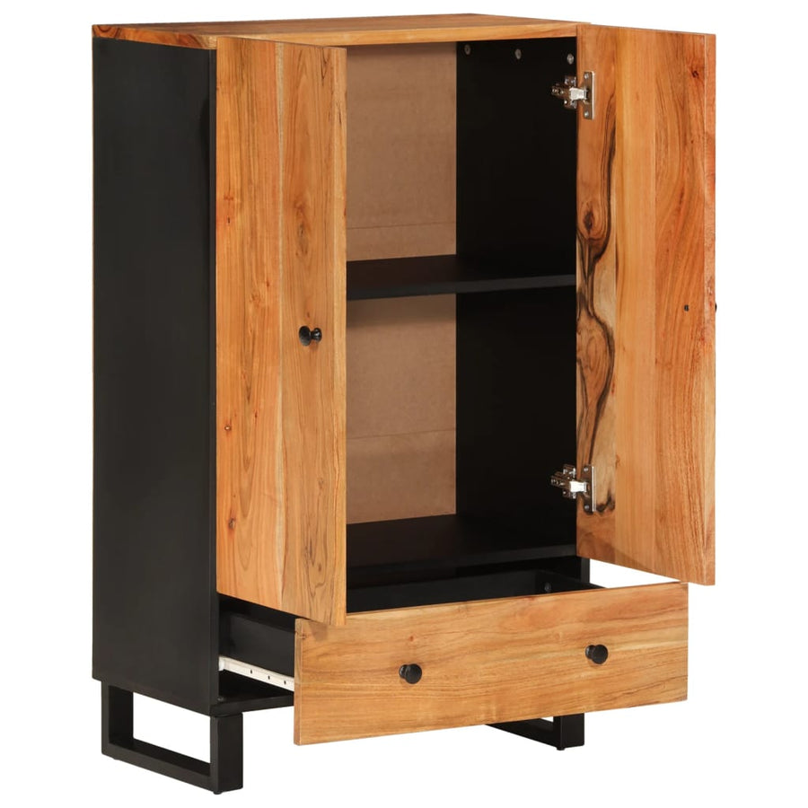 Hoge Kast Met Lade 60X33X100 Cm Massief Acaciahout En Ijzer 60 x 33 x 110 cm Bruin