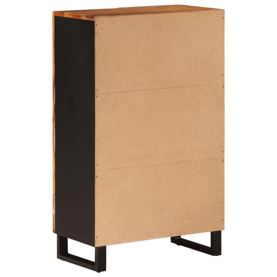 Hoge Kast Met Lade 60X33X100 Cm Massief Acaciahout En Ijzer 60 x 33 x 110 cm Bruin