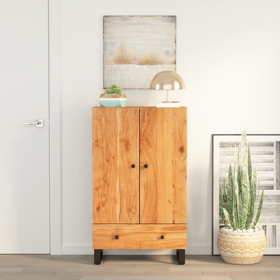 Hoge Kast Met Lade 60X33X100 Cm Massief Acaciahout En Ijzer 60 x 33 x 110 cm Bruin