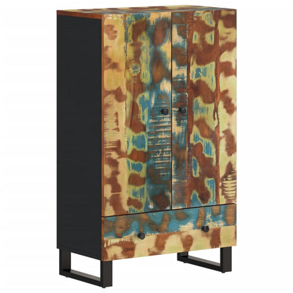 Hoge kast met lade 60x33x100 cm gerecycled hout en ijzer