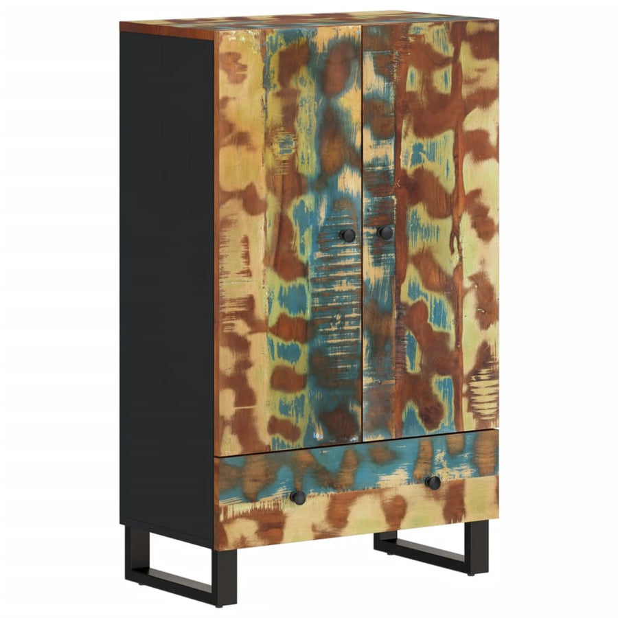 Hoge kast met lade 60x33x100 cm gerecycled hout en ijzer