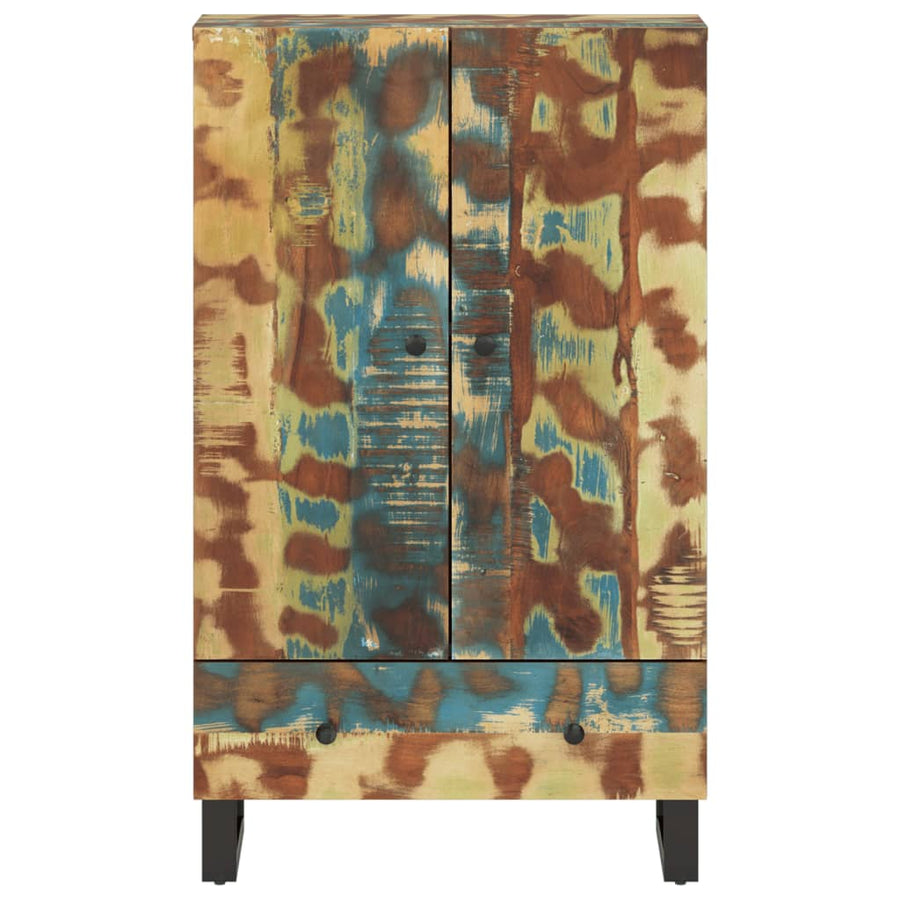Hoge kast met lade 60x33x100 cm gerecycled hout en ijzer