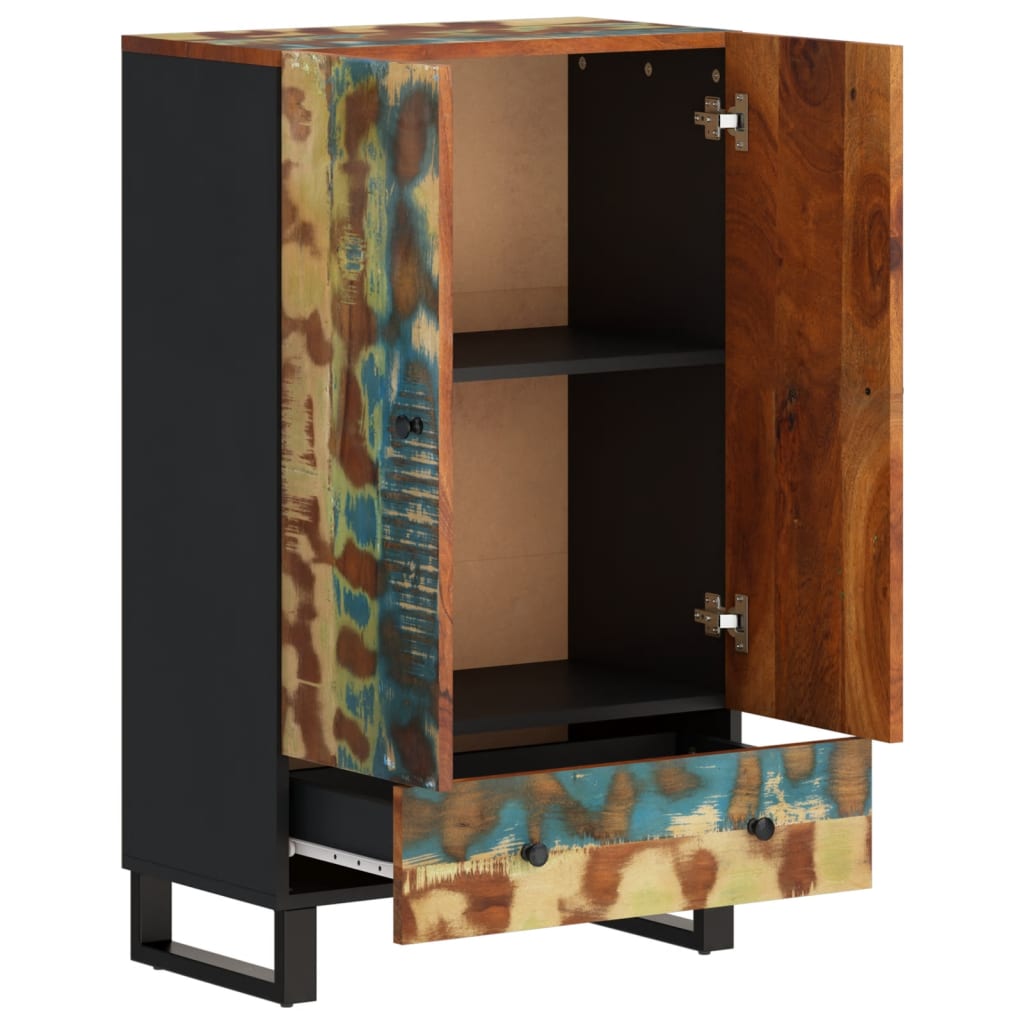 Hoge kast met lade 60x33x100 cm gerecycled hout en ijzer