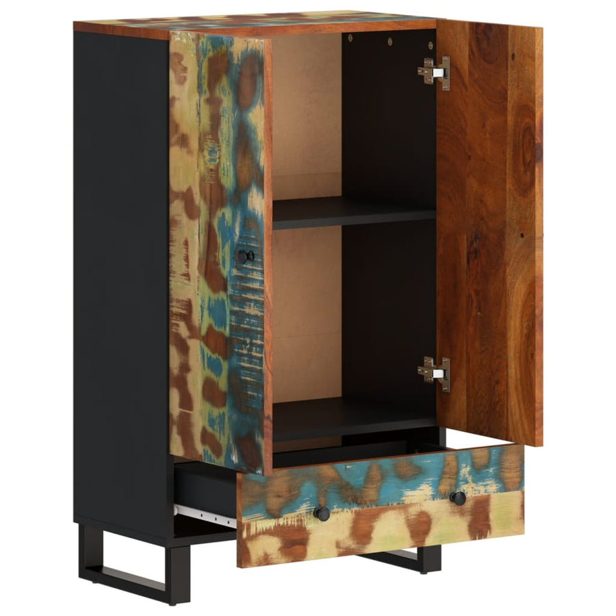 Hoge kast met lade 60x33x100 cm gerecycled hout en ijzer