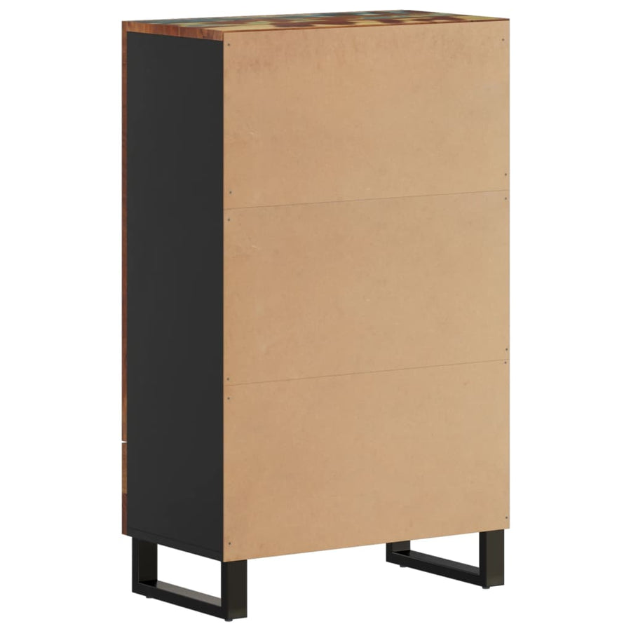 Hoge kast met lade 60x33x100 cm gerecycled hout en ijzer