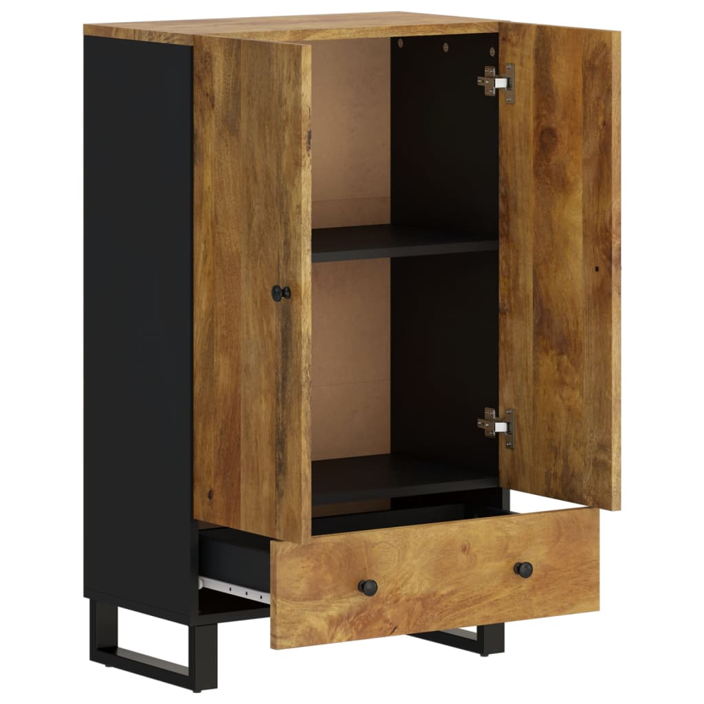 Hoge Kast Met Lade 60X33X100 Cm Massief Mangohout En Ijzer 60 x 33 x 110 cm Honingbruin