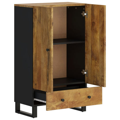 Hoge Kast Met Lade 60X33X100 Cm Massief Mangohout En Ijzer 60 x 33 x 110 cm Honingbruin