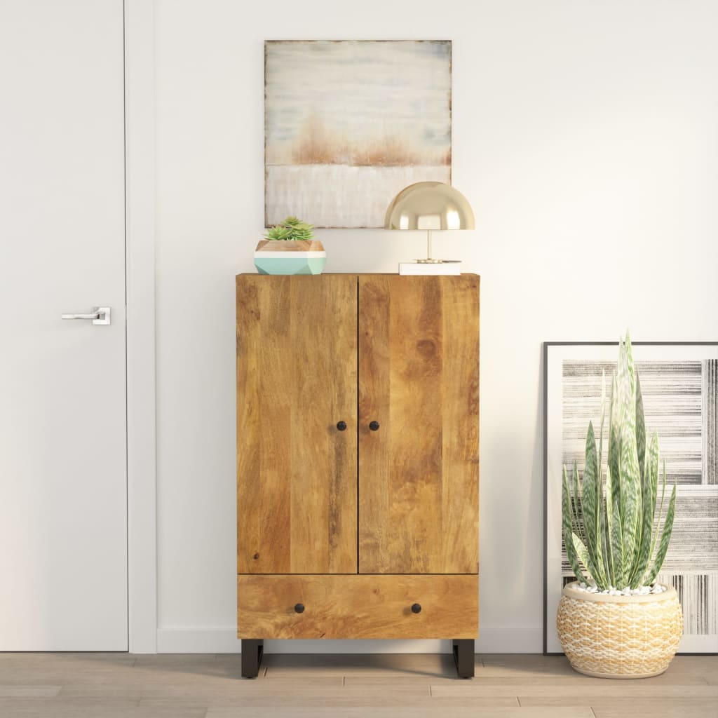 Hoge Kast Met Lade 60X33X100 Cm Massief Mangohout En Ijzer 60 x 33 x 110 cm Honingbruin