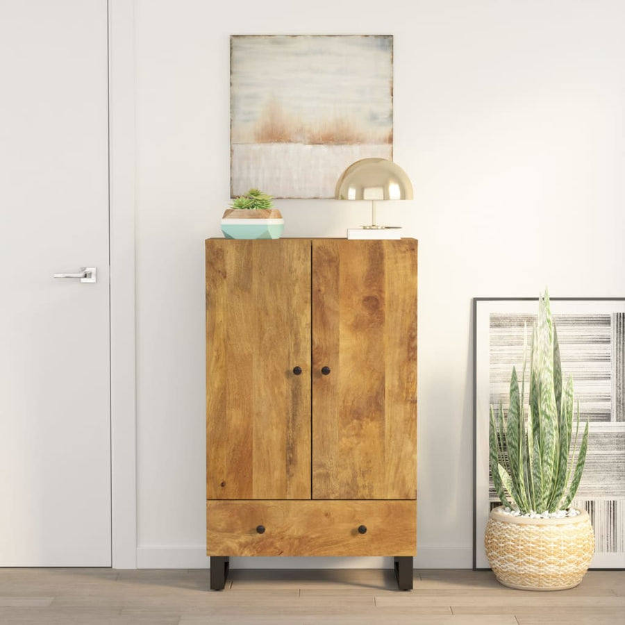 Hoge Kast Met Lade 60X33X100 Cm Massief Mangohout En Ijzer 60 x 33 x 110 cm Honingbruin