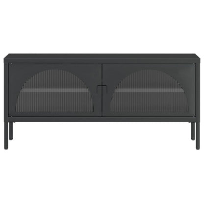 Tv-Meubel 105X35X50 Cm Glas En Staal Zwart