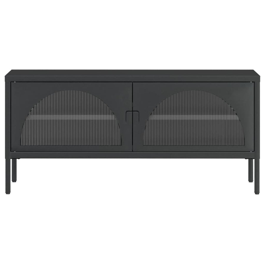 Tv-Meubel 105X35X50 Cm Glas En Staal Zwart