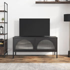 TV unit 105x35x50 cm glass and steel black