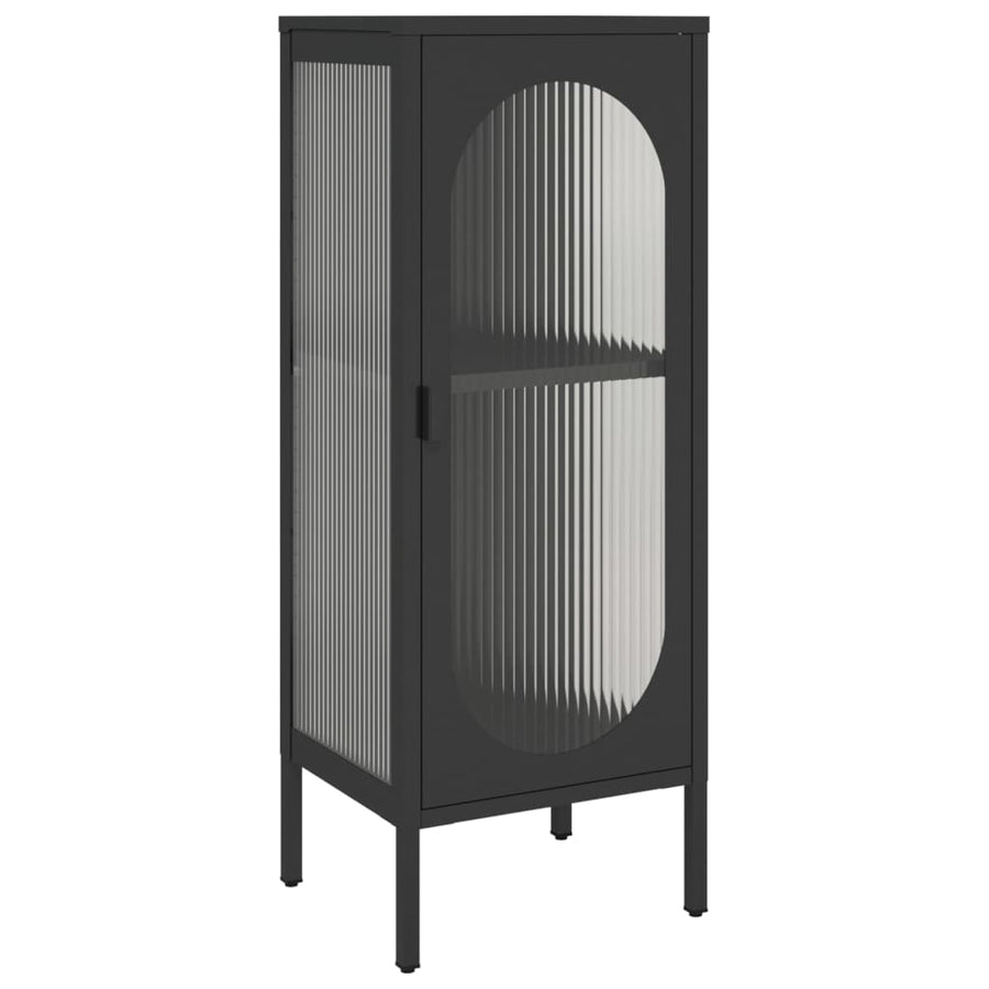 Dressoir 40x35x105 cm glas en staal zwart