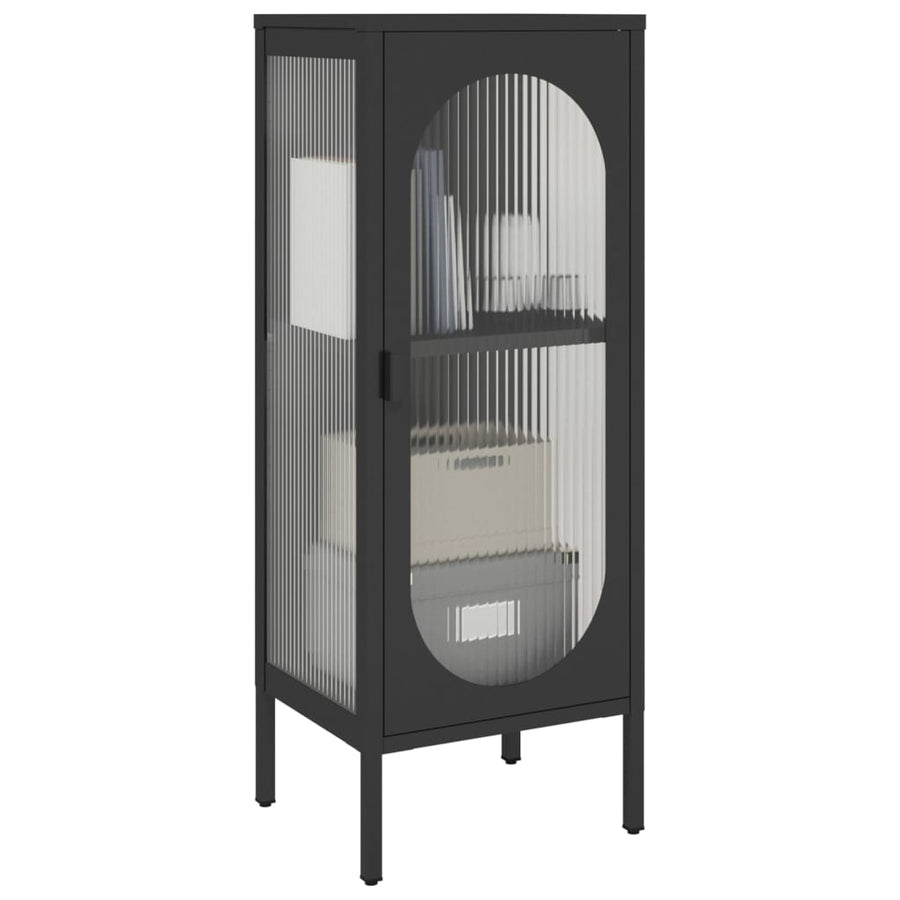 Dressoir 40x35x105 cm glas en staal zwart