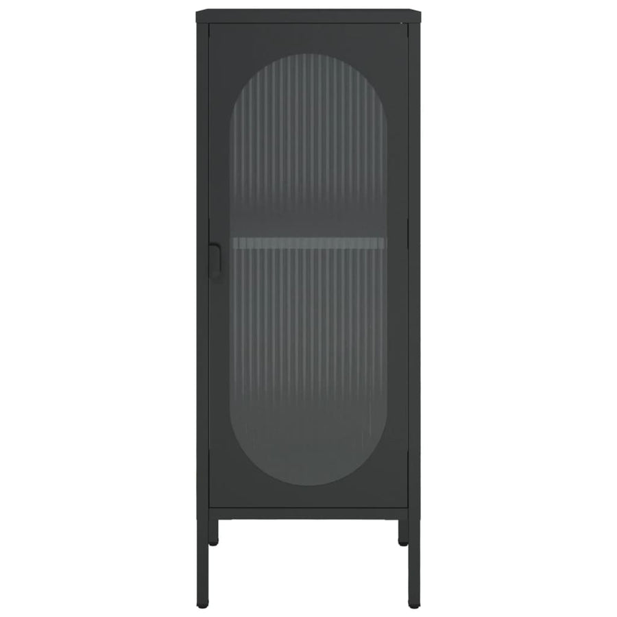 Dressoir 40x35x105 cm glas en staal zwart