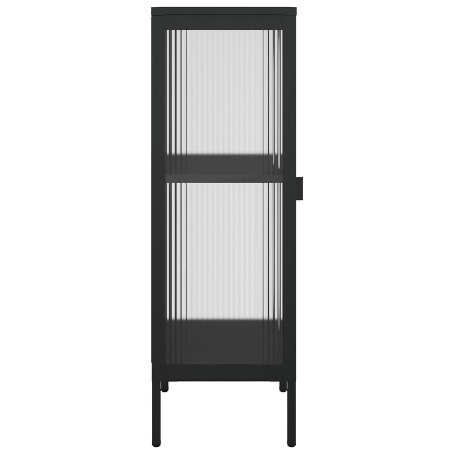 Dressoir 40x35x105 cm glas en staal zwart