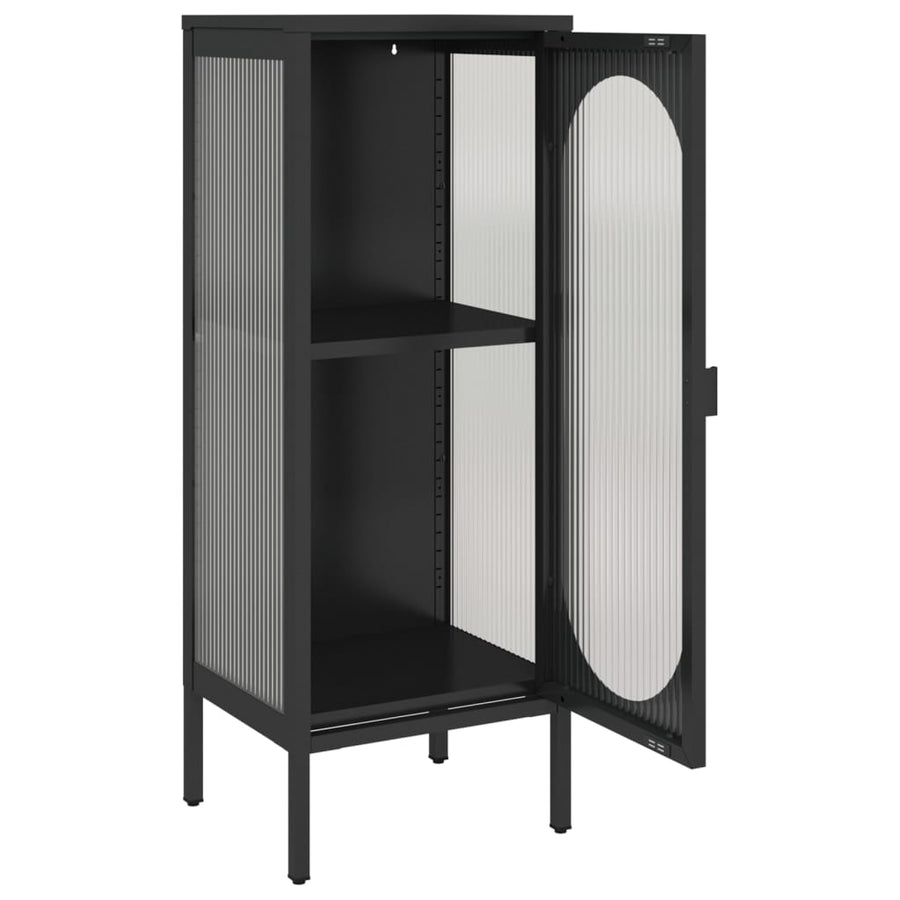 Dressoir 40x35x105 cm glas en staal zwart