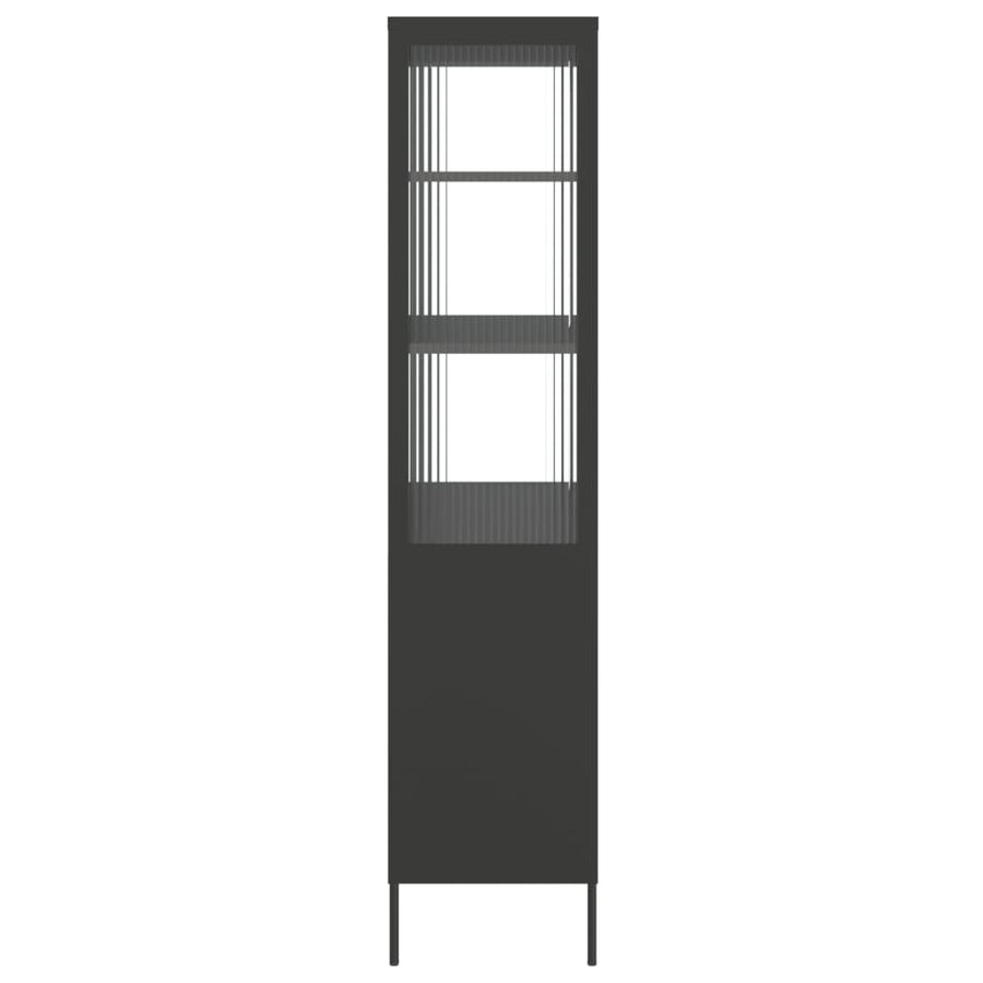 Hoge Kast 90X40X180 Cm Glas En Staal Zwart