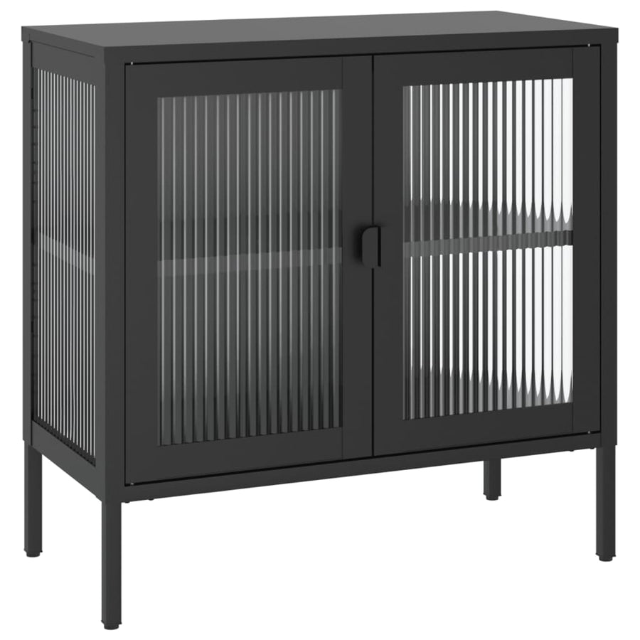 Dressoir 70x35x70 cm glas en staal zwart