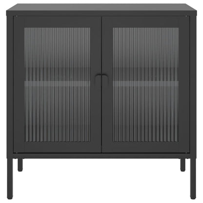 Dressoir 70x35x70 cm glas en staal zwart