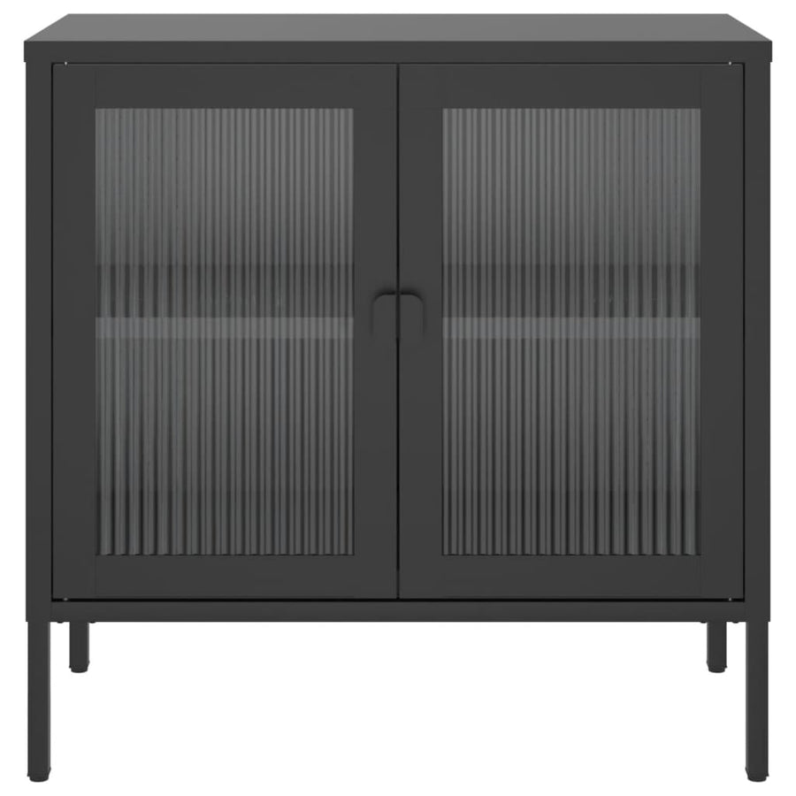 Dressoir 70x35x70 cm glas en staal zwart