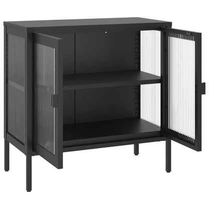 Dressoir 70x35x70 cm glas en staal zwart