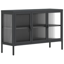 Dressoir 105X35X70 Cm Glas En Staal Zwart