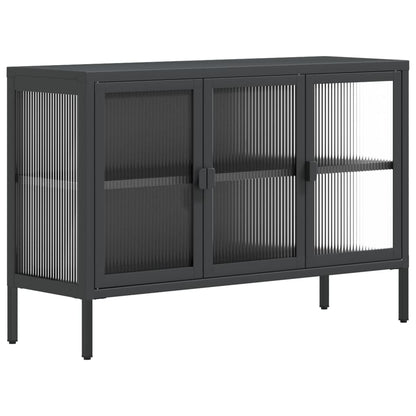 Dressoir 105X35X70 Cm Glas En Staal Zwart