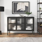 Sideboard 105x35x70 cm glass and steel black