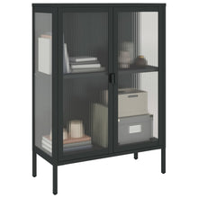 Dressoir 75x35x105 cm glas en staal zwart